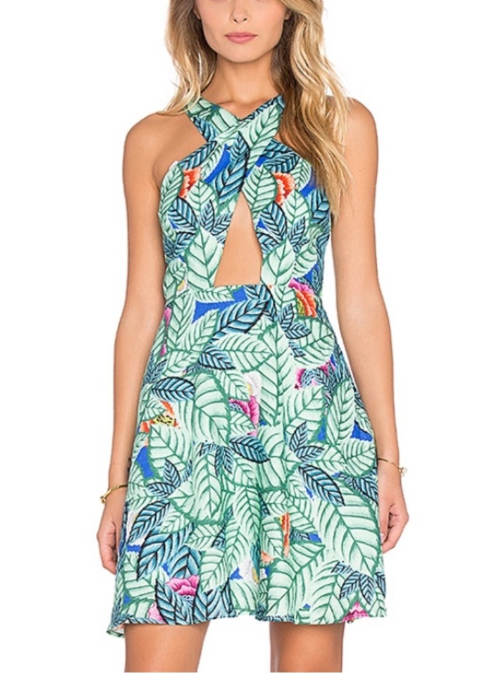 Mara Hoffman Cross Front Linen Leaf Mini Dress Size 4